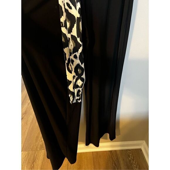 MSK Women’s Size Small Wide Leg Jumpsuit Black White Animal Print Tie Waist - Picture 6 of 12